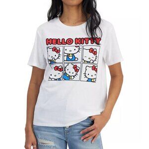 Hello Kitty Graphic Tee Tshirt Womens Medium White New Cartoon Panels